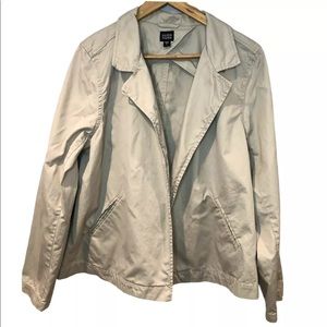 Eileen Fisher Womens Size Large Lightweight Tan Khaki Cotton Jacket Top Button